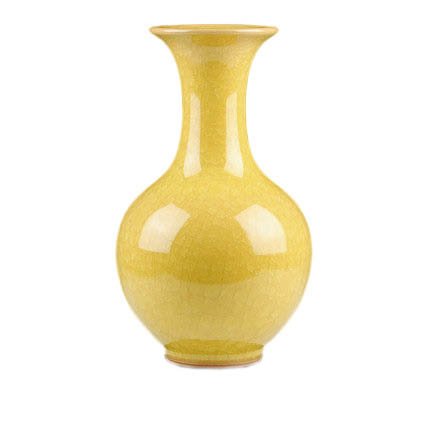 Kompatibelt porslin Jahrriesnge  till yellow ice cube cracked gourd vase cna0732 