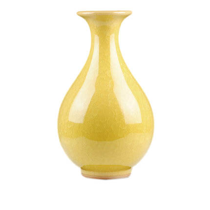 Kompatibelt porslin Jahrriesnge  till yellow ice cube cracked gourd vase cna0734 