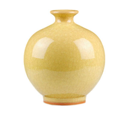 Kompatibelt porslin Jahrriesnge  till yellow ice cube cracked gourd vase cna0735 