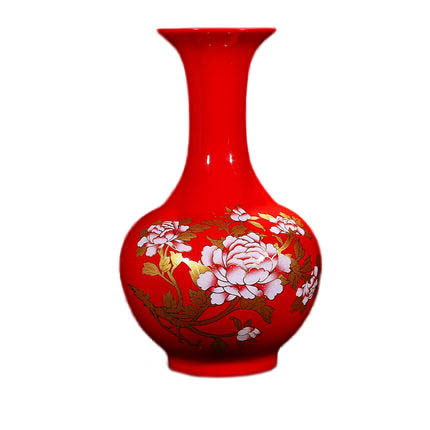 Kompatibelt porslin Jahrriesnge  till red peony flower vase cna0921 