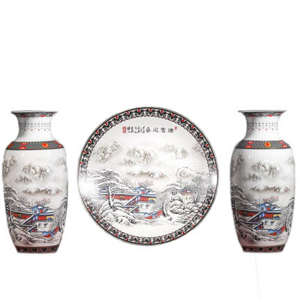 Kompatibelt porslin Jahrriesnge  till snow scene vase set 3pcs cna1044 