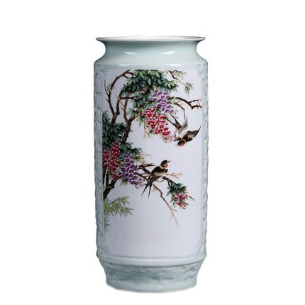 Kompatibelt porslin Jahrriesnge  till relief painting calligraphy cylinder vase cna1133 