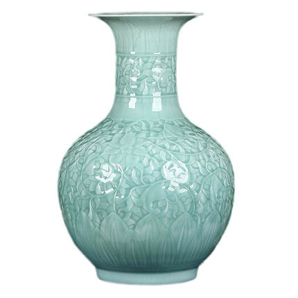 Kompatibelt porslin Jahrriesnge  till carving shadow blue glaze vase cna1307 